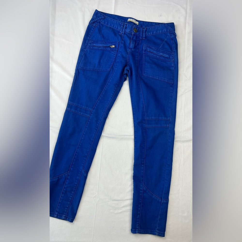 Free People Electric Cobalt Blue Moto Skinny Jeans 29